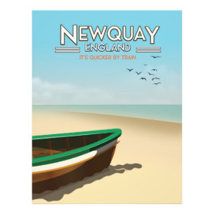 Newquay England Vintage seaside travel poster