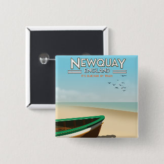 Newquay England Vintage seaside travel poster 15 Cm Square Badge