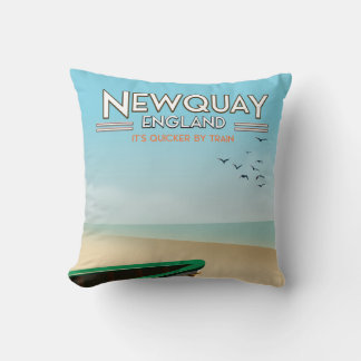 Newquay England Vintage seaside travel poster Cushion