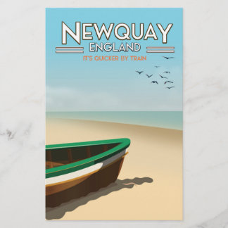 Newquay England Vintage seaside travel poster Stationery