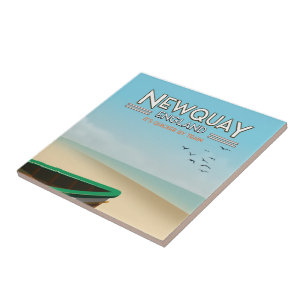 Newquay England Vintage seaside travel poster Tile