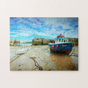Newquay Harbour, Cornwall at Low Tide Jigsaw Puzzle