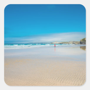 Newquay on the north Cornish Coast. England. UK. Square Sticker