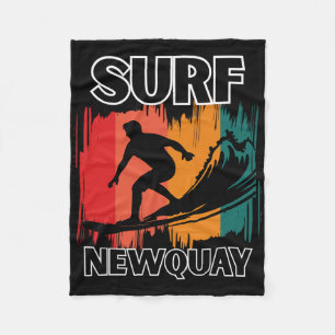 Newquay Surf Retro Cornwall Surfing And Beach Vibe Fleece Blanket