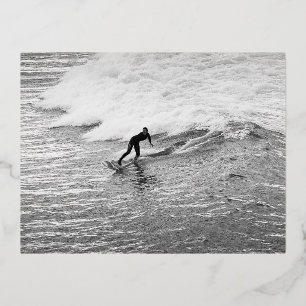 Newquay Surfer Foil Holiday Postcard