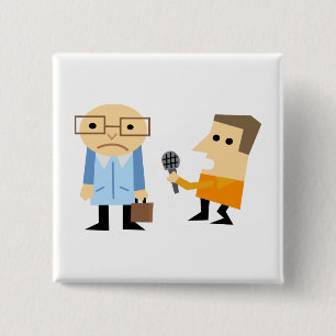 News Interview 15 Cm Square Badge
