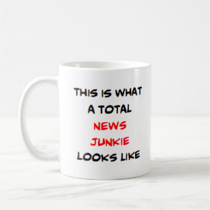 news junkie, total coffee mug