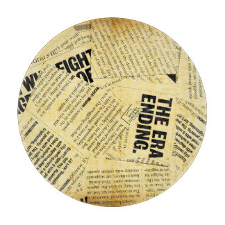 News paper text with old paper cutting board