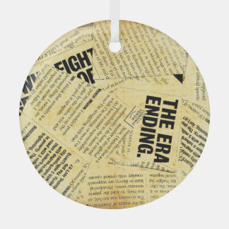 News paper text with old paper glass tree decoration