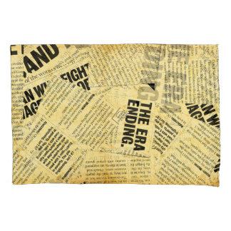 News paper text with old paper pillowcase