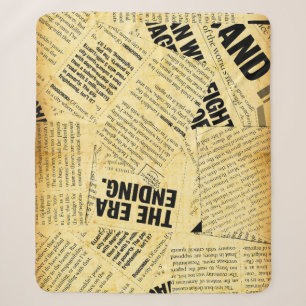 News paper text with old paper sherpa blanket