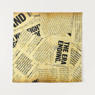 News paper text with old paper tapestry