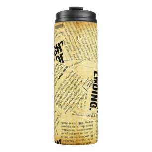 News paper text with old paper thermal tumbler