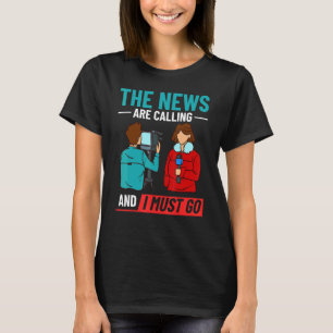 News Reporter Microphone Camera Interviews 3 T-Shirt