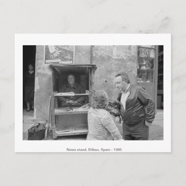 News stand, Bilbao, Spain, 1985. Postcard (Front)