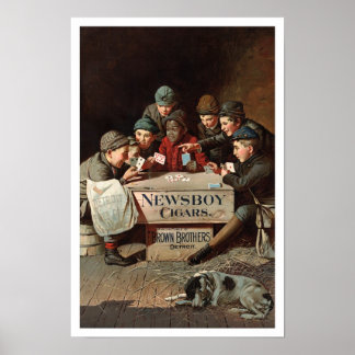 Newsboy Cigars, 1894. Vintage Advertising Poster