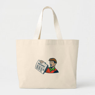 Newsboy Newspaper Delivery Retro Large Tote Bag