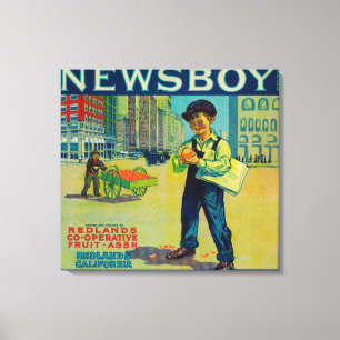 Newsboy Orange LabelRedlands, CA Canvas Print