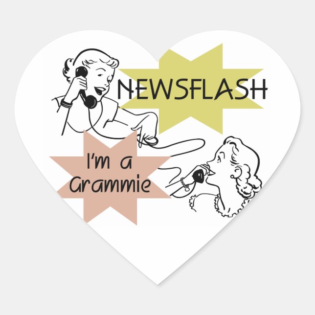 Newsflash I'm a Grammie T-shirts and Gifts Heart Sticker (Front)