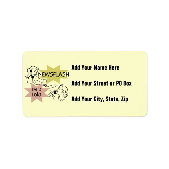 Newsflash I'm A Lola T-shirts and Gifts Label (Front)