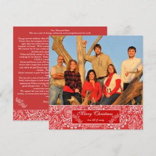 Newsletter on Back Red Stripes Christmas Card