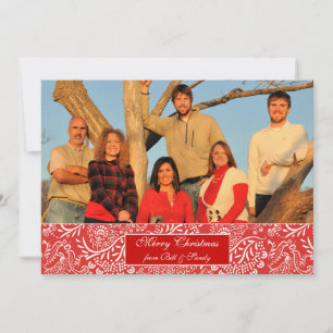 Newsletter on Back Red Stripes Christmas Card