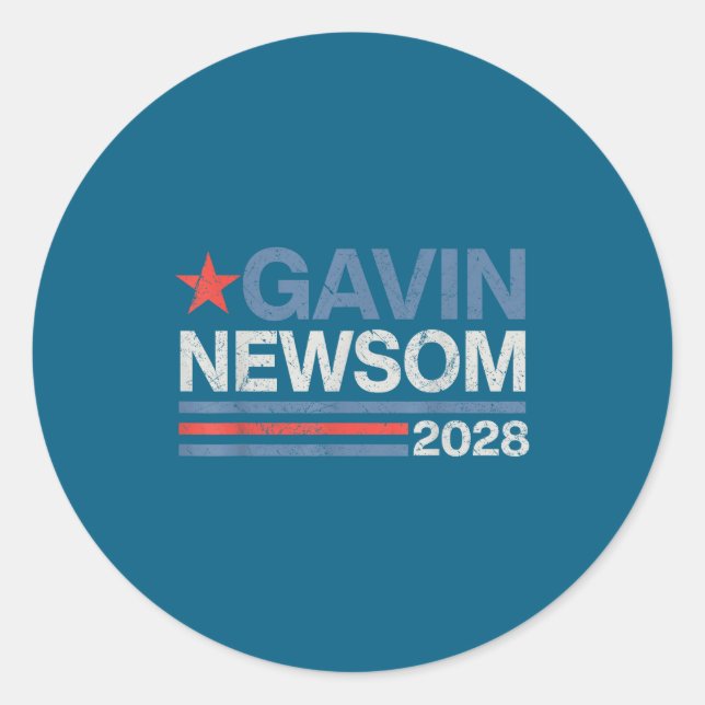 Newsom 2028 President 48 Us Flag Election Campaign Classic Round Sticker (Front)
