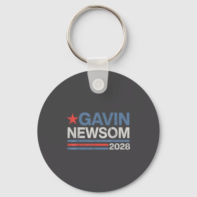Newsom 2028 President 48 Us Flag Election Campaign Key Ring (Front)