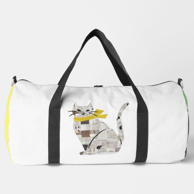 newspapar cat duffle bag (Front)
