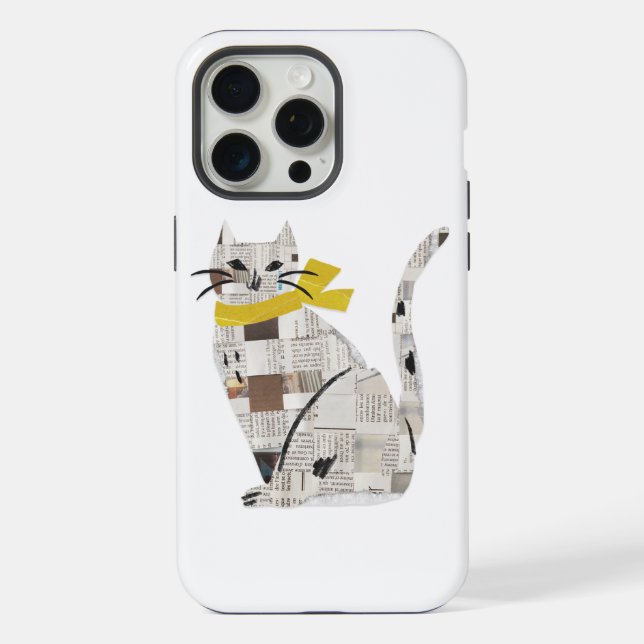 newspapar cat iPhone case (Back)