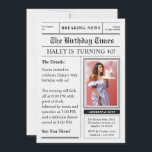 Newspaper 40th Birthday Funny Magazine Cover Photo Invitation<br><div class="desc">Make headlines with your 40th birthday celebration using this incredibly unique Newspaper Funny Magazine Cover Custom Photo Invitation! Styled like a vintage newsprint tabloid, this invitation is designed to capture attention and deliver smiles. It's the perfect way to announce your milestone birthday with a creative and humourous twist, making it...</div>