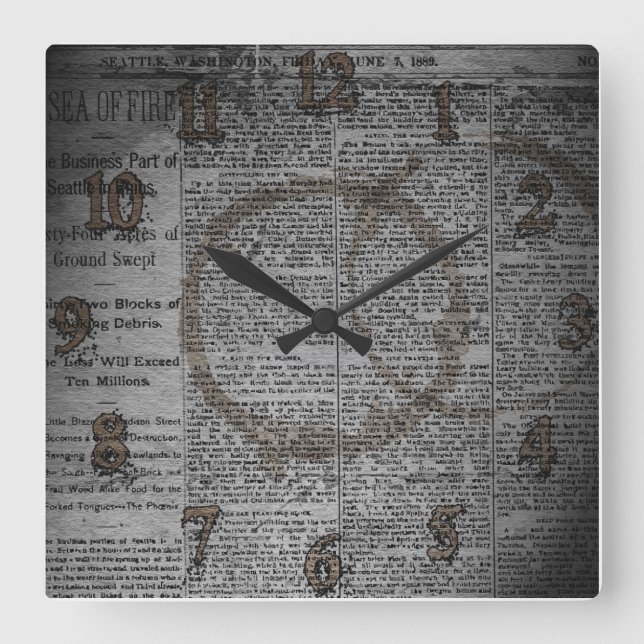 Newspaper and Coffee Stains Wall Clock (Front)