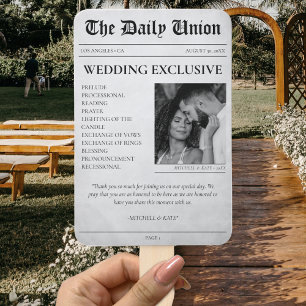 Newspaper Article Wedding Program Hand Fan