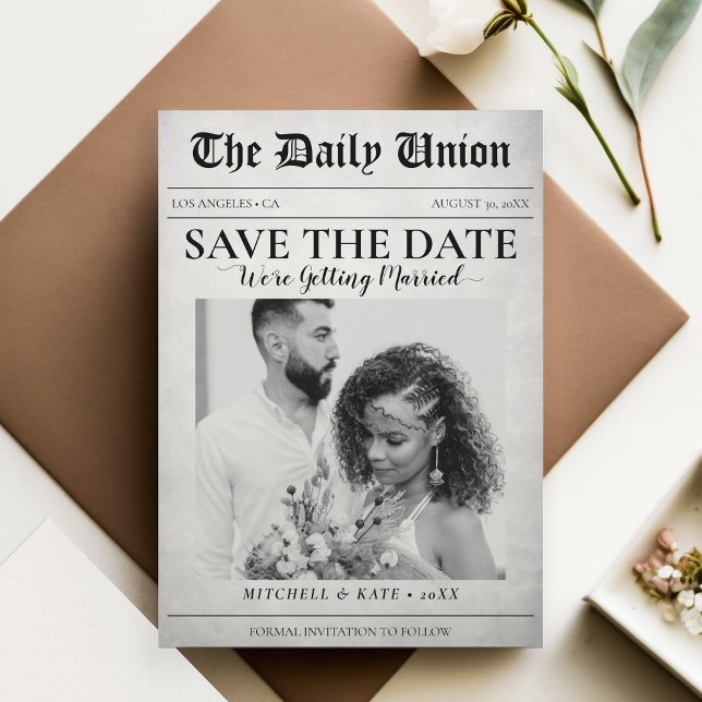 Newspaper Article Wedding Save The Date (Newspaper Article Wedding Save The Date)