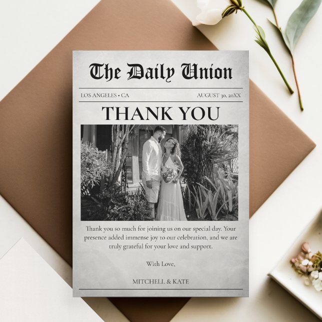 Newspaper Article Wedding Thank You Card (Newspaper Article Wedding Thank You Card
)
