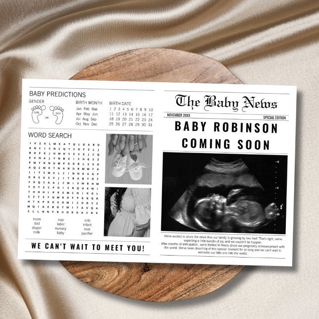 Newspaper Baby Coming Soon Pregnancy Announcement (baby coming soon newspaper pregnancy announcement template)