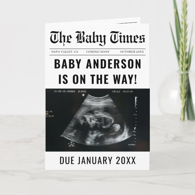 Newspaper Baby Expecting Pregnancy Announcement (Front)