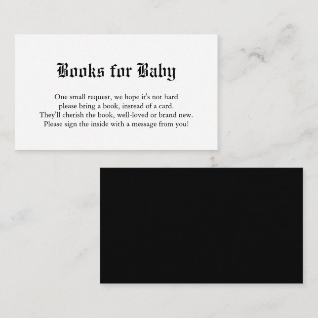 Newspaper Baby Shower Books for Baby Enclosure Card (Front/Back)