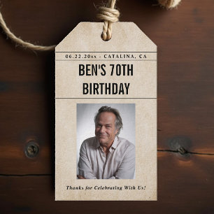 Newspaper Birthday News Funny Humorous Men 70th Gift Tags