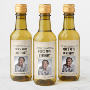 Newspaper Birthday News Funny Humorous Men 70th Wine Label