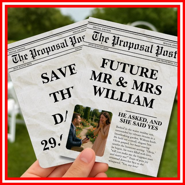 Newspaper Black and White Fun Photo Save The Date Invitation (Creator Uploaded)