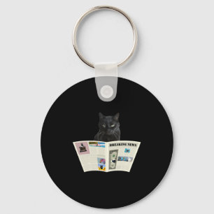Newspaper Breaking News Black Cat Au Journal _1  Key Ring