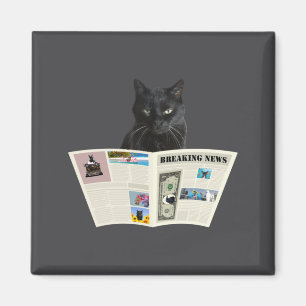 Newspaper Breaking News Black Cat Au Journal _1 Magnet