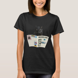Newspaper Breaking News Black Cat Au Journal _1  T-Shirt