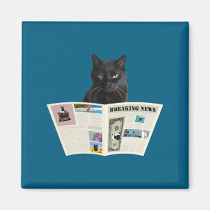Newspaper Breaking News Black Cat Au Journal Magnet