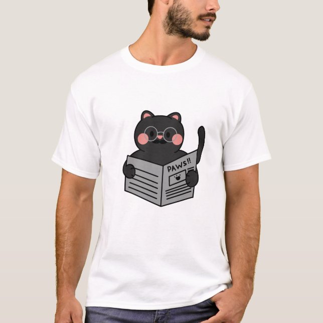 Newspaper Breaking News Black Cat - free shipping T-Shirt (Front)