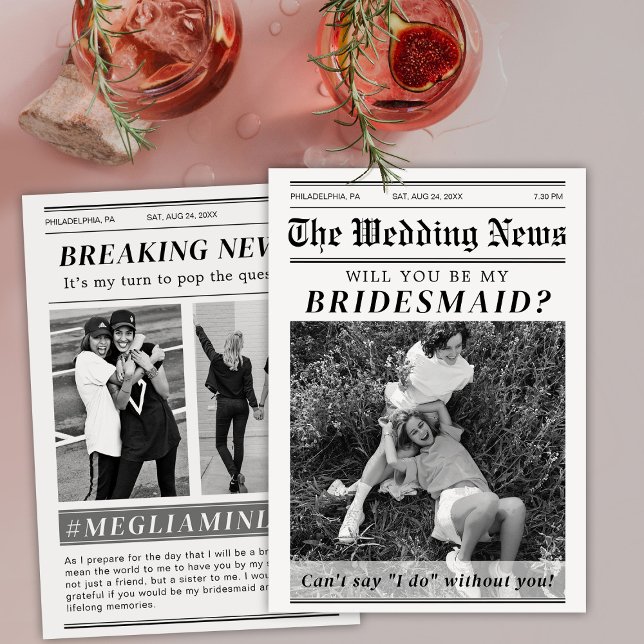Newspaper Bridesmaid Maid Of Honour Proposal   Invitation (Creator Uploaded)