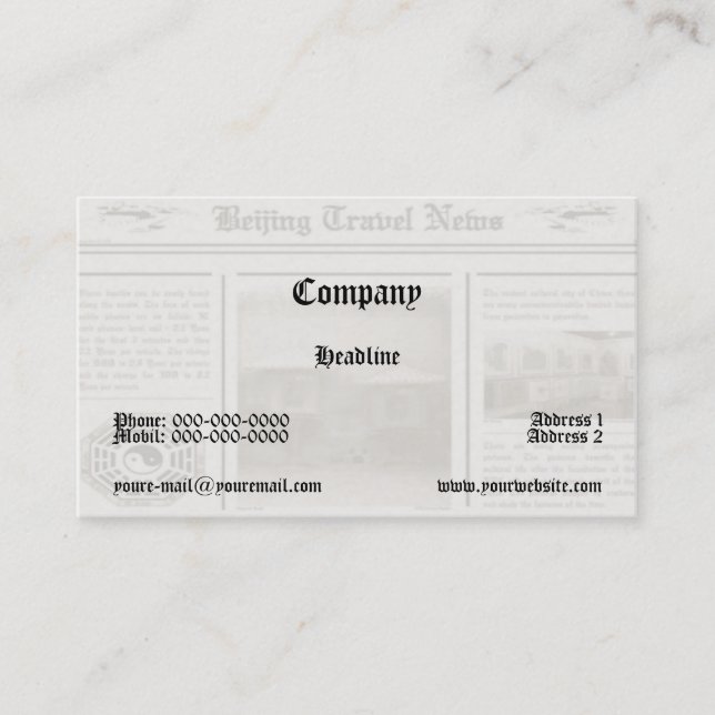 Newspaper Business Card (Front)