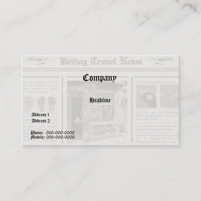 Newspaper Business Card (Front)