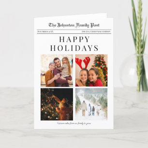 Newspaper Christmas Holiday Card with 4 photos